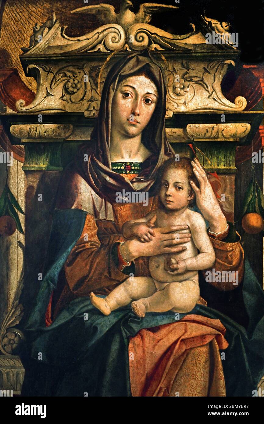 Vierge a L`Enfant - Madonna and Child, 1499-1502 by Bartolomeo Montagna (1449 / 50-1523) Italy, Italian. Stock Photo